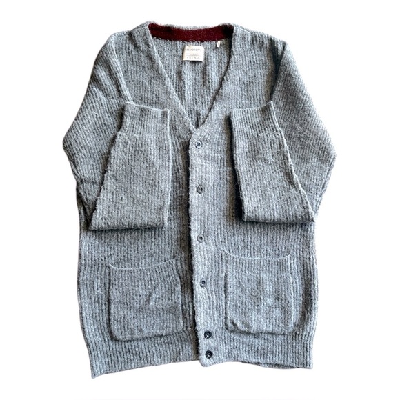 Astronomy Button Down Grandpa Cardigan Charcoal Gray M Front Pockets - Picture 1 of 6